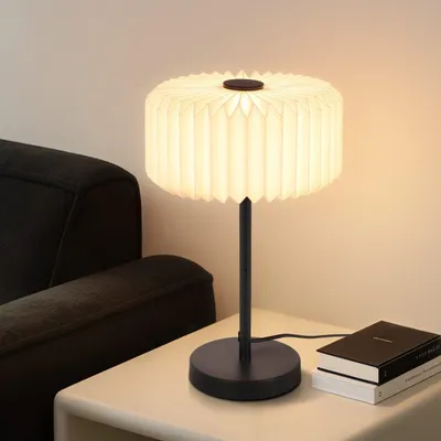Image de ZMH Lampe de table Blanc Lampe de table avec câble Lampe de chevet Salon Abat-jour Papier G9 Vintage Chambre Lampe de chevet Lampe de lecture