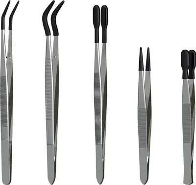 Produktbild von MMOBIEL Entomologie Pinzetten Set  [5 Stück] – Edelstahl Präzision Gummispitze Werkzeug