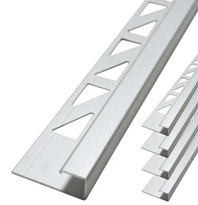 Produktbild von Dalsys 5x Fliesenschiene Eckprofil 2,5m x 8mm Chrom glänzend Aluminium eloxiert Quadratprofil Fliesenprofil Abschlussleiste Kantenprofil Eckschutzschiene Wand Boden Fliesenabschlussprofil