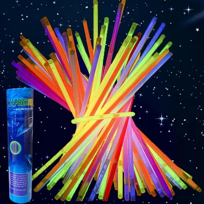 Produktbild von Knicklicht 100 Stück fluoreszierende Leuchtstäbe, Neon-Armbänder, mehrfarbig, für Kinder und Erwachsene, fluoreszierendes Armband mit Anschlüssen, Neo