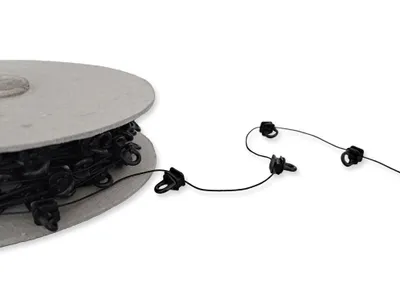 Produktbild von Gleiterkordel "schwarz", Wellengleitergordel, Gleiterband mit drehbaren (360°), geschlossenen, kurzen Ösen, Gleiterabstand 8cm, Meterware