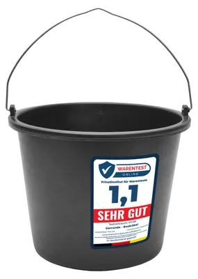 Produktbild von Garronda Baueimer 5 Pack 5 L – robuster Mörteleimer aus recyceltem Kunststoff mit Metallhenkel, stabiler Putzeimer und Maurerkübel für Baustelle, Garten und Haushalt GD-0168