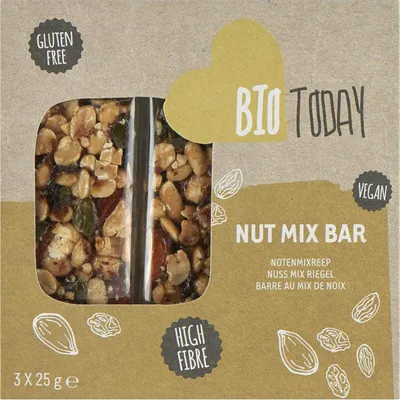 Produktbild von BioToday Notenmixreep 75g – Gesunder veganer -Snack mit Nüssen, energiereich