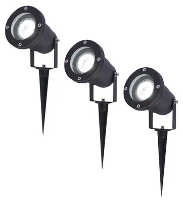 Image de HOFTRONIC - Lot de 3 Spots à piquet LED 4W 345lm 6500K IP65 Noir
