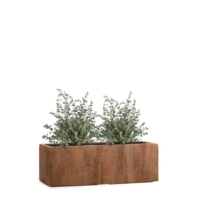 Produktbild von PFLANZWERK® Pflanzkübel TUB 50cm ROST Fensterbank Premium Blumenkübel mit Lotus-Effekt Fiberglas - Handgefertigt - Frostbeständig