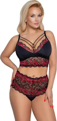 Produktbild von Cottelli - BH und Slip schwarz/rot