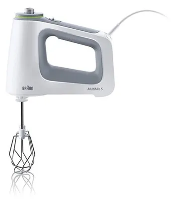 Produktbild von Braun MultiMix 5 HM 5137, Handmixer, Grau, Weiß, Schlagen, Kneten, Mixen, Tasten, Drehregler, 0,5 l, Edelstahl