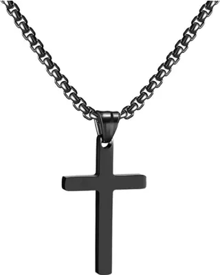 Image de Collier Homme Croix Acier inoxydable Argent Or Noir Pendentif