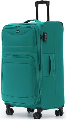 Produktbild von Stoffkoffer erweiterbar mit Frontfächern,15% Extra-Volumen, TSA-Schloss, 360° Doppelrollen & verdecktem Namensschild (Türkis, Koffer XL (79 cm) erweiterbar)