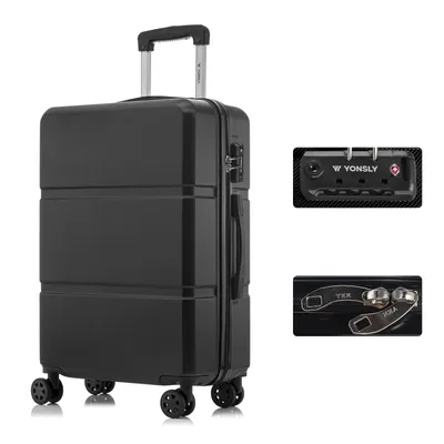 Produktbild von yonsly Premium Reisekoffer TSA-Schloss,YKK-Reißverschluss Hartschalen-Koffer Trolley Kabinenkoffer Rollkoffer Suitcase Handgepäck (Schwarz, M)