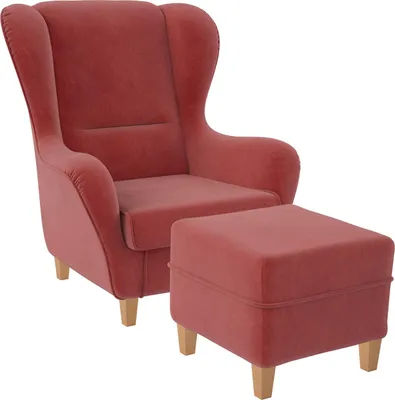 Produktbild von Supellex Sofia Ohrensessel mit Hocker | Design Samt Altrosa