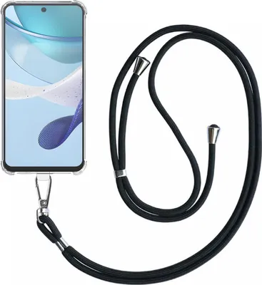 Immagine prodotto di Custodia per telefono adatta a Motorola Moto G53 trasparente antiurto con cordino universale staccabile - Custodia in silicone antiurto con cordino - Smartphonics