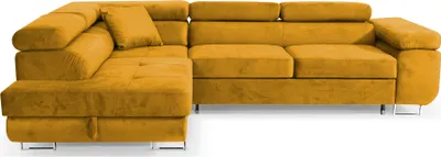 Produktbild von Ecksofa mit Schlaffunktion & Bettkasten – L-Form links, Gelb, Stoff Kronos, Sofiland Aller L