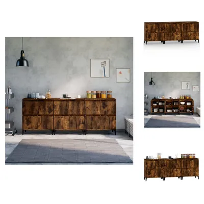Zdjęcie produktu dla vidaXL Kredensy 3 szt. Dąb wędzony 60x35x70 cm materiał drewnopochodny - Kredensy