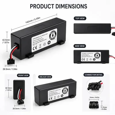 Image de Batterie pour aspirateur robot - Pack batterie lithium-ion - 14,8V 12800mAh - Batterie de remplacement pour Xiaomi Mijia STYTJ02YM, Vacuum Mop P, MVXVC01-JG, Haier JX37 - 1 pièce