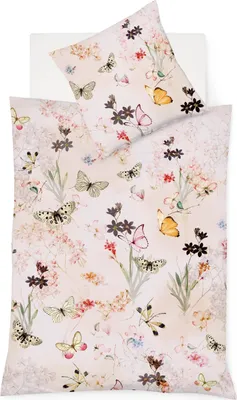 Produktbild von Fleuresse Mako-Satin Bettwäsche 200x220 Schmetterling Rosen Blüten rosa 114346-4