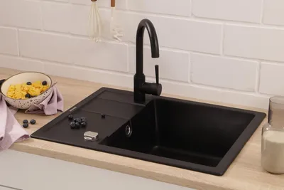 Produktbild von Küchenspüle Einbauspüle Granit Spülbecken Spüle 65x50 Schwarz Respekta Nashville