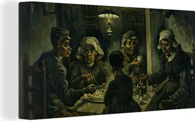 Obrázek produktu pro OneMillionCanvasses® - Obraz na plátně - Jedlíci brambor - Vincent van Gogh, nástěnná malba, nástěnné dekorace obrazy obývací pokoj, 80x40cm