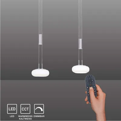Produktbild von Paul Neuhaus LED Pendellampe Q ETIENNE Smart Home dimmbar Fernbedienung höhenverstellbar CCT Pendel silber Wohnzimmer, Esszimmer, Küche 2076-55, 2079-55, 2078-55, 2075-55, 2076-18, 2079-18, 2078-18, 2075-18, 2076-60, 2079-60, 2078-60, 2075-60