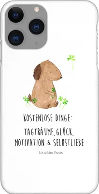Produktbild von Mr. & Mrs. Panda Iphone 11 Pro Handyhülle Hund Kleeblatt - Weiß - Geschenk, Premium Kunststoff, Glück, Sprüche, Handy Case, Gratis, Liebe