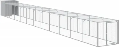Obrázok produktu pre vidaXL Klietka pre kurčatá s výbehom svetlosivá 110x1221x110 cm oceľ pozinkovaná