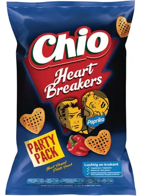Immagine prodotto di Chio Heartbreakers Paprika Party Pack 170g – patatine croccanti alla paprika per ogni celebrazione