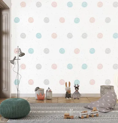Zdjęcie produktu dla DECO WALLS Fototapete Kinderzimmer Pastellfarbene Punkte - Außergewöhnliche Haltbarkeit XXL 197x296 cm