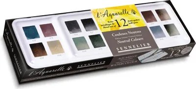 Sennelier Aquarellfarben - Neutrale Farben 12 halbe Näpfchen N131613.03