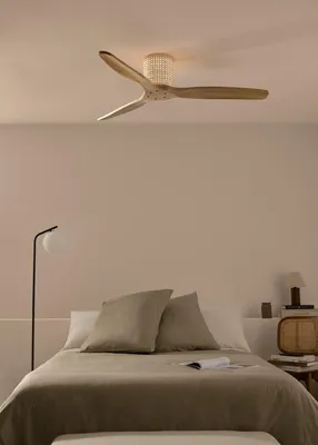 Produktbild von WIND CALM CUSTOM RATTAN - Deckenventilator 40W leise Ø132 cm mit LED-Licht in Körper und Lampe