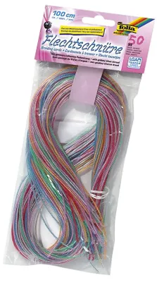 Immagine prodotto di Folia 733050 Kit di cordoncini intrecciati "Scoubidous" - con inserto in filo, 50 pezzi, assortiti