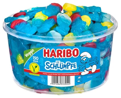 Obrázek produktu pro Haribo Šmoulové jahoda malina a citron bez želatiny 1350g