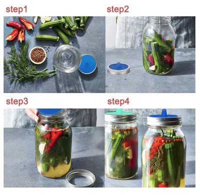 Produktbild von Silikon Deckel, Silikon Fermentations Zubehör, Lebensmittelqualität wasserlose Luftschleuse Gärdeckel für Sauerkraut, Kimchi, Gurken, fermentierte probiotische Lebensmittel