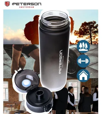 Image de Bouteille en Tritan, noir et blanc, capacité de 750 ml, hauteur de 24 cm