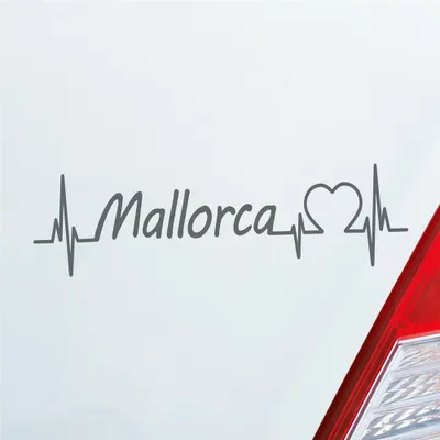 Produktbild von Auto Aufkleber Mallorca Puls Herzschlag mit Insel Motiv 19x5 cm Grau Sticker Heckscheibenaufkleber