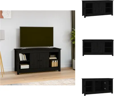 Obrázok produktu pre vidaXL TV skrinka čierna 103x36,5x52 cm z masívneho borovicového dreva - TV nábytok