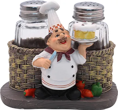 Obrázek produktu pro Sada slánky a pepřenky, organizér na koření ve tvaru stojící dekorativní sošky na vaření, skleněná nádoba na koření se stojánkem, realistický tvar