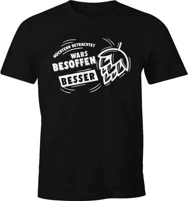 Produktbild von Herren T-Shirt Nüchtern betrachtet war`s besoffen besser Fun-Shirt Spruch-Shirt Party feiern Moonworks® schwarz S
