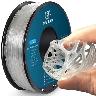Immagine prodotto di Filamento TPU GEEETECH da 1,75 mm +/- 0,02 mm per stampanti 3D, 1 kg, bobina trasparente