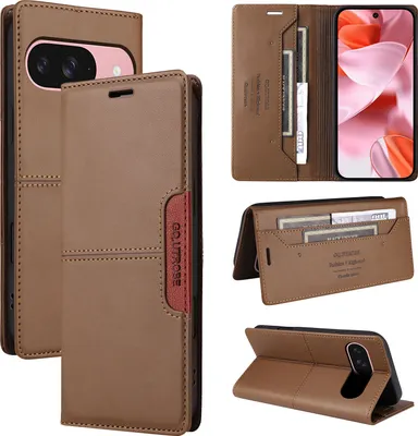 Produktbild von Handyhülle für Google Pixel 10 /Pixel 10 Pro Hülle, Leder Flip Wallet Kartenfach Stand Schutzhülle Braun