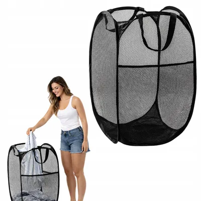 Produktbild von Allbag Großer faltbarer Wäschekorb aus schwarzem Netz