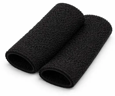 Productafbeelding van Benza - Polszweetband - Set van 2 - Zwart 15 x 8 cm – Badstof Zweetband – Absorberend – Sport Polsband voor Fitness, Hardlopen, Tennis & Padel