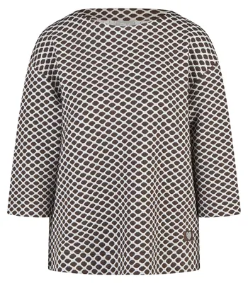Produktbild von Rabe Damen T-Shirt Braun Größe 38 mit 3/4-Ärmeln, Rundhals und Struktur-Muster