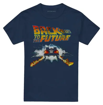 Image de T-shirt "Retour vers le futur" - Modèle "DeLorean" - Unie, pour hommes et femmes, en coton ring-spun, référence TV35254 (Taille S) (Bleu marine)