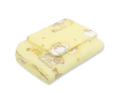 Produktbild von Babybettwäscheset mit Füllung, 2-teilig, 75x100cm NEWBORN - Teddybären in Wolken, gelb