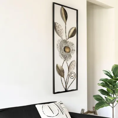 Obrázok produktu pre Wallity, kovová dekorácia na stenu, ručne maľovaná, rozmer 32 x 4 x 90 cm, 100% kov