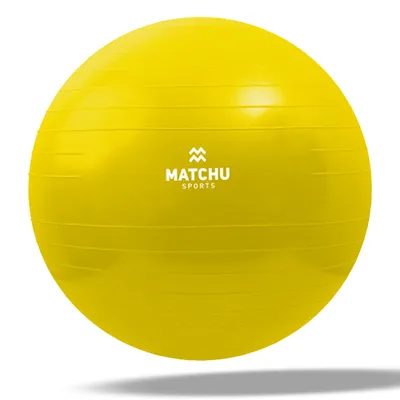 Produktbild von Matchu Sports Gymnastikball (45 cm Gelb Anti-Burst) mit Luftpumpe, Sitzball Büro, Yogaball, Fitnesball,  Pilatesball, Pezziball, Sport Ball