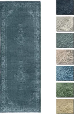 Produktbild von Kelim Vintage Teppich Wohnzimmer Holzkohle Grau 80 X 195 cm, Waschbar Boho Teppich Super Soft, Moderner Kurzflor Teppich