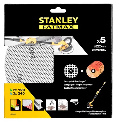 Obrázek produktu pro Schleifpapier 2x120g/3x240g STANLEY STA39297P