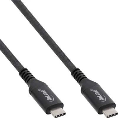 Produktbild von InLine USB4 Kabel, USB-C Stecker/Stecker, 8K60Hz, schwarz, 0,5m, 0,5 m, USB C, USB C, USB4 Gen 3x2, 40 Gbit/s, Schwarz
