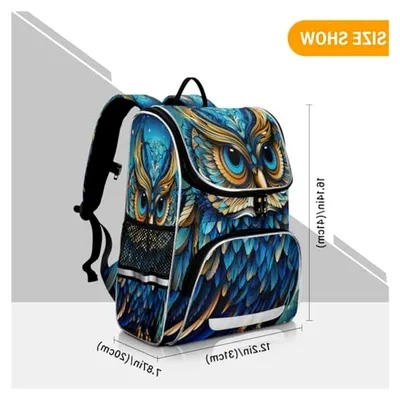 Produktbild von Büchertasche mit Aquarelleulen-Motiv, Rucksack für Studenten, Große Tasche für Kinder